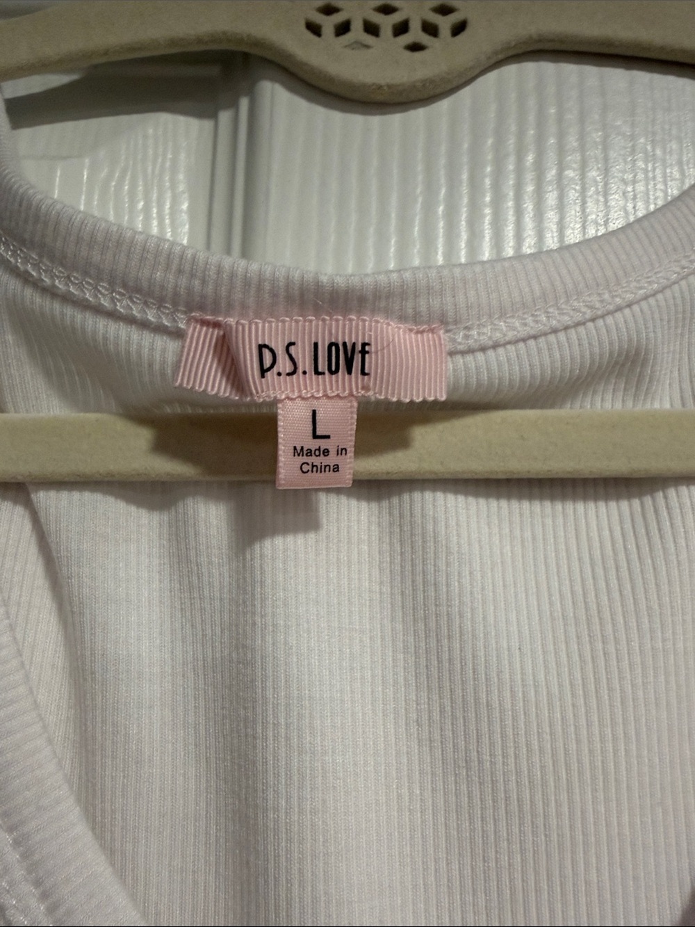 PS Love Pale Pink Ribbed Henley Tank - Picture 2 of 6